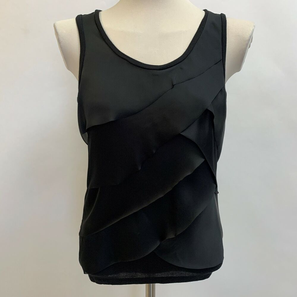 Ann Taylor Women's Top PS Petite Small Black Layers Sleeveless‎